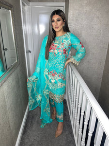 3pc FEROZI Embroidered Shalwar Kameez with Chiffon dupatta Stitched Suit Ready to wear HW-UQ1878