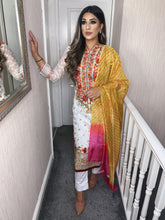 Load image into Gallery viewer, 3pc WHITE Embroidered Shalwar Kameez Stitched Suit Ready to wear FP-1020
