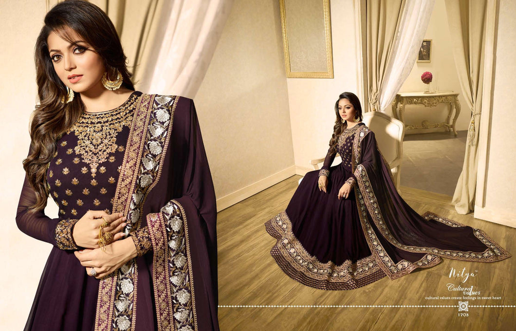 Anarkali Shalwar kameez Designer Dress Fully Stitched Anarkali Suit purple LT Nitya 1703
