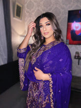 Load image into Gallery viewer, 3pc Purple chiffon Embroidered Shalwar Kameez with Chiffon Embroidered Dupatta Stitched Suit Ready to wear PK-PURPLE
