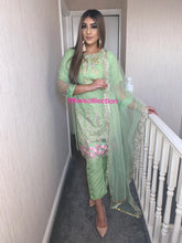 Load image into Gallery viewer, 3pc light Green Embroidered Shalwar Kameez Stitched Suit Ready to wear
