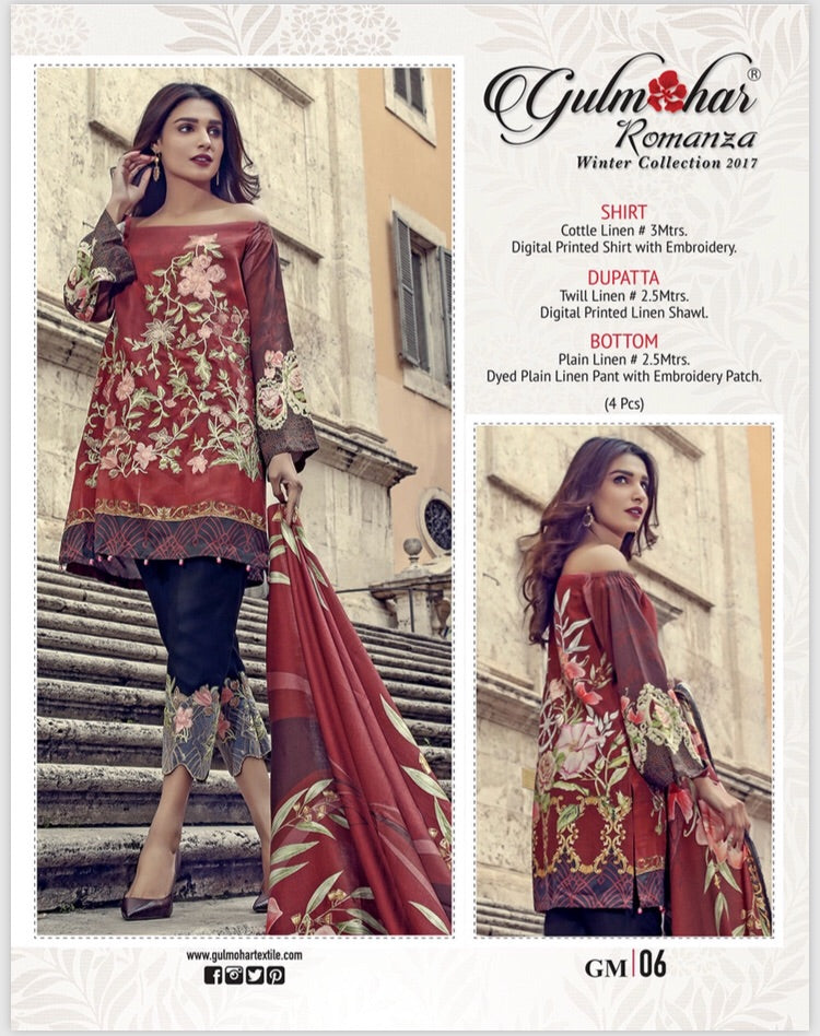 GM06 Golmohar Romanza Pakistani Shalwar Kameez suits – H&W Collection