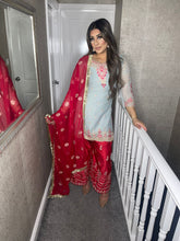 Load image into Gallery viewer, 3PC Grey Pink Fully Stitched Plazoo Suit Ready to wear HW-GREYPINK
