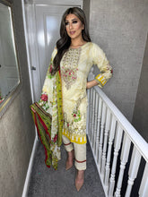 Load image into Gallery viewer, 3 pcs Stitched Yellow shalwar Suit Ready to wear lawn summer Wear with chiffon dupatta FSH-607
