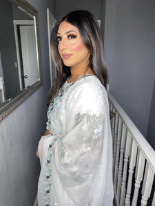 3pc WHITE Embroidered Shalwar Kameez with Chiffon dupatta Stitched Suit Ready to wear UNQ-WHITE