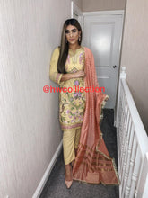 Load image into Gallery viewer, 3pc Yellow Embroidered Shalwar Kameez with Pink Embroidered Dupatta Stitched Suit Ready to wear
