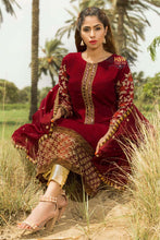 Load image into Gallery viewer, 3pc Maroon Embroidered with Gold trouser Shalwar Kameez Stitched Suit Ready to wear
