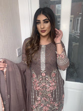 Load image into Gallery viewer, 3pc Brown Embroidered Shalwar Kameez Stitched Suit Ready to wear
