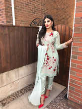 Load image into Gallery viewer, 3pc Green Embroidered Shalwar Kameez Stitched Suit Ready to wear
