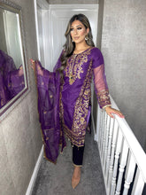 Load image into Gallery viewer, 3pc Purple Embroidered Shalwar Kameez Stitched Suit Ready to wear AJ-PURPLE
