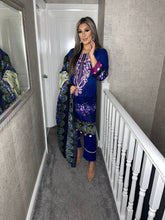 Load image into Gallery viewer, 3PC Stitched Midnight Blue shalwar Suit Ready to wear Lilen winter Wear with lilen dupatta FD-100A
