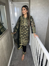 Load image into Gallery viewer, 3pc BLACK  Embroidered Shalwar Kameez Stitched Suit Ready to wear KH-BLACKORG
