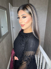 Load image into Gallery viewer, 3pc Black with Maroon Chiffon Dupatta Shalwar Kameez Stitched Suit Ready to wear JF-BLACKMAROON
