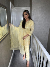 Load image into Gallery viewer, 3pc Gold Embroidered Shalwar Kameez with Chiffon dupatta Stitched Suit Ready to wear HW-GOLD9MM
