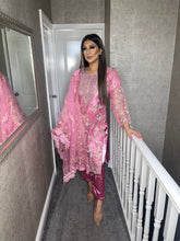 Load image into Gallery viewer, 3pc PINK Embroidered Shalwar Kameez with ORGANZA dupatta Stitched Suit Ready to wear HW-MKPINK
