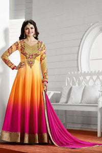 Vinay Prachi Vol 19 Orange & Yellow Anarkali suit semi-Stitched