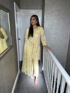 3pc Gold Embroidered Shalwar Kameez with Chiffon dupatta Stitched Suit Ready to wear HW-GOLD9MM