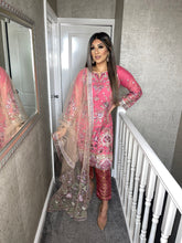 Load image into Gallery viewer, 3pc Pink Embroidered Shalwar Kameez with Net dupatta Stitched Suit Ready to wear HW-UQPINK
