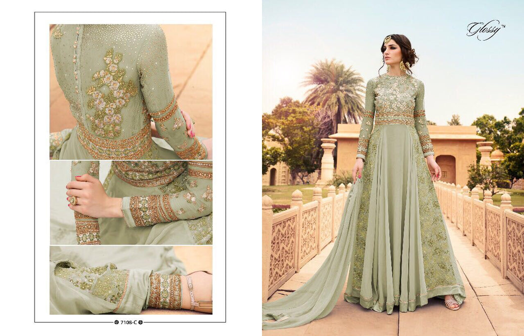 Glossy 7108-C Designer Anarkali suit Stitched Ready to Wear