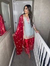Load image into Gallery viewer, 3PC Grey Pink Fully Stitched Plazoo Suit Ready to wear HW-GREYPINK
