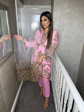 Load image into Gallery viewer, 3pc PINK Embroidered Shalwar Kameez with Net dupatta Stitched Suit Ready to wear HW-PINK
