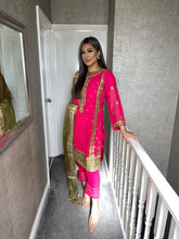 Load image into Gallery viewer, 3pc PINK Embroidered Shalwar Kameez with NET dupatta Stitched Suit Ready to wear AN-PINKOLIVE
