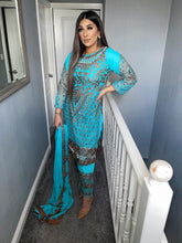 Load image into Gallery viewer, 3pc Ferozi with Gold Embroidered Shalwar Kameez Stitched Suit Ready to wear FEROZI-GOLD
