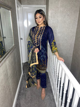 Load image into Gallery viewer, 3 pcs Stitched Navy lawn shalwar Suit Ready to Wear with Chiffon dupatta AK-247
