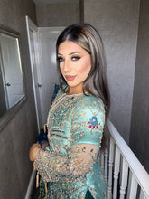 Load image into Gallery viewer, 3pc Sea Green Embroidered Shalwar Kameez with ORGANZA dupatta Stitched Suit Ready to wear HW-SEAGREEN
