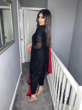 Load image into Gallery viewer, 3pc Black with Red Embroidered Dupatta Shalwar Kameez Stitched Suit Ready to wear AN-BLACKRED
