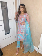 Load image into Gallery viewer, 3pc Blue Embroidered Shalwar Kameez Stitched Suit Ready to wear C-1015
