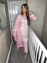 Load image into Gallery viewer, 3pc PINK Embroidered Shalwar Kameez with Net dupatta Stitched Suit Ready to wear GC-PINK
