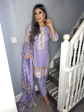 Load image into Gallery viewer, 3 pcs Lilac Lilen shalwar Suit Ready to Wear with Lilen dupatta winter SS-171B
