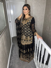 Load image into Gallery viewer, 3pc BLACK Embroidered Lehenga Shalwar Kameez Stitched Suit Ready to wear HW-BLACK01
