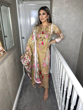 Load image into Gallery viewer, 3 pcs Stitched KHAKI lawn suit Ready to Wear with chiffon dupatta FD-1015A
