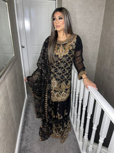 Load image into Gallery viewer, 3pc BLACK Embroidered Lehenga Shalwar Kameez Stitched Suit Ready to wear HW-BLACK01
