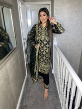 Load image into Gallery viewer, 3pc BLACK  Embroidered Shalwar Kameez Stitched Suit Ready to wear KH-BLACKORG
