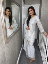 Load image into Gallery viewer, 3pc WHITE GHRARA Embroidered Shalwar Kameez with Chiffon dupatta Stitched Suit Ready to wear HW-WHITE9MM
