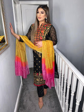 Load image into Gallery viewer, 3pc Black Embroidered Shalwar Kameez Stitched Suit Ready to wear C-1020B
