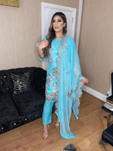 Load image into Gallery viewer, 3pc Baby Blue Embroidered Dupatta Shalwar Kameez Stitched Suit Ready to wear PK-BABYBLUE
