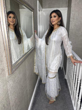 Load image into Gallery viewer, 3pc WHITE GHRARA Embroidered Shalwar Kameez with Chiffon dupatta Stitched Suit Ready to wear HW-WHITE9MM
