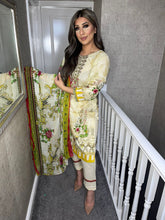 Load image into Gallery viewer, 3 pcs Stitched Yellow shalwar Suit Ready to wear lawn summer Wear with chiffon dupatta FSH-607
