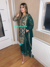 Load image into Gallery viewer, 3pc Emerald Green Embroidered Shalwar Kameez Stitched Suit Ready to wear PK-EMERALDGREEN
