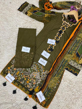 Load image into Gallery viewer, 3 pcs Stitched Olive Green lawn shalwar Suit Ready to Wear with chiffon dupatta FRSH-D06
