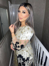 Load image into Gallery viewer, 3pc Net WHITE/CREAM Embroidered Shalwar Kameez with Net dupatta Stitched Suit Ready to wear HW-WHITE/CREAM
