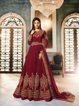 Load image into Gallery viewer, Anarkali Shalwar kameez Designer Dress Fully Stitched Glossy Abha Colours Maroon 9054
