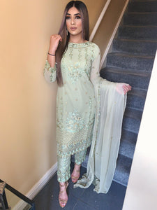3pc Embroidered Green Shalwar Kameez Stitched Suit Ready to wear FP-55004-E