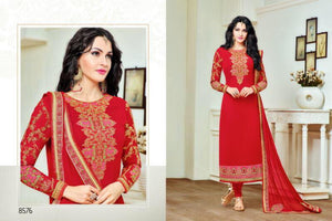 Zisa Red Georgette Fully Stitched Shalwar Kameez XL 42” Bust