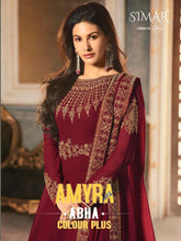Load image into Gallery viewer, Anarkali Shalwar kameez Designer Dress Fully Stitched Glossy Abha Colours Maroon 9054
