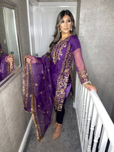 Load image into Gallery viewer, 3pc Purple Embroidered Shalwar Kameez Stitched Suit Ready to wear AJ-PURPLE
